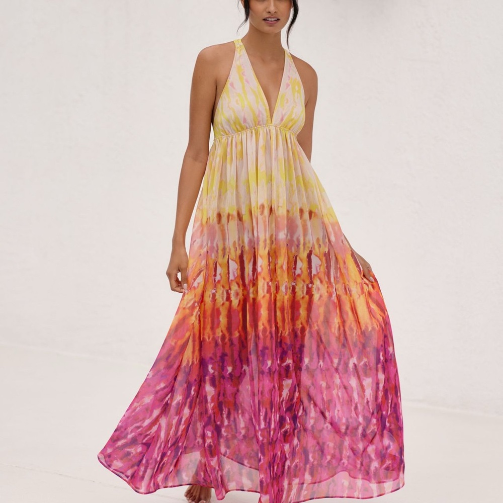 Anthropologie Multicolor Halter Maxi Dress
